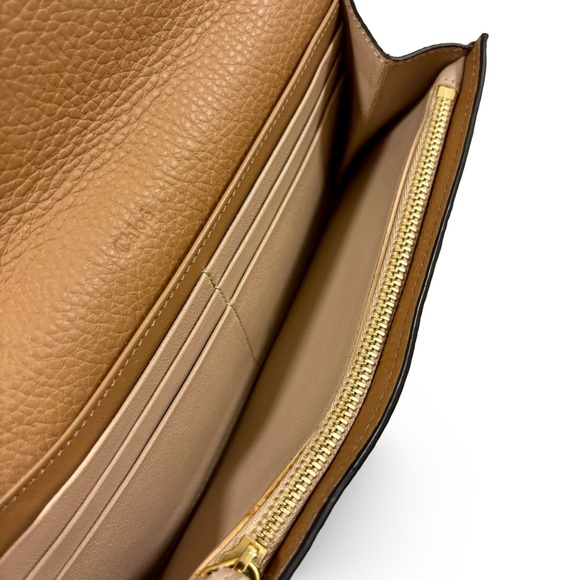 Chloé Alphabet Letter Continental Long Wallet In Grained Leather Light Tan Chloe - Picture 3 of 8